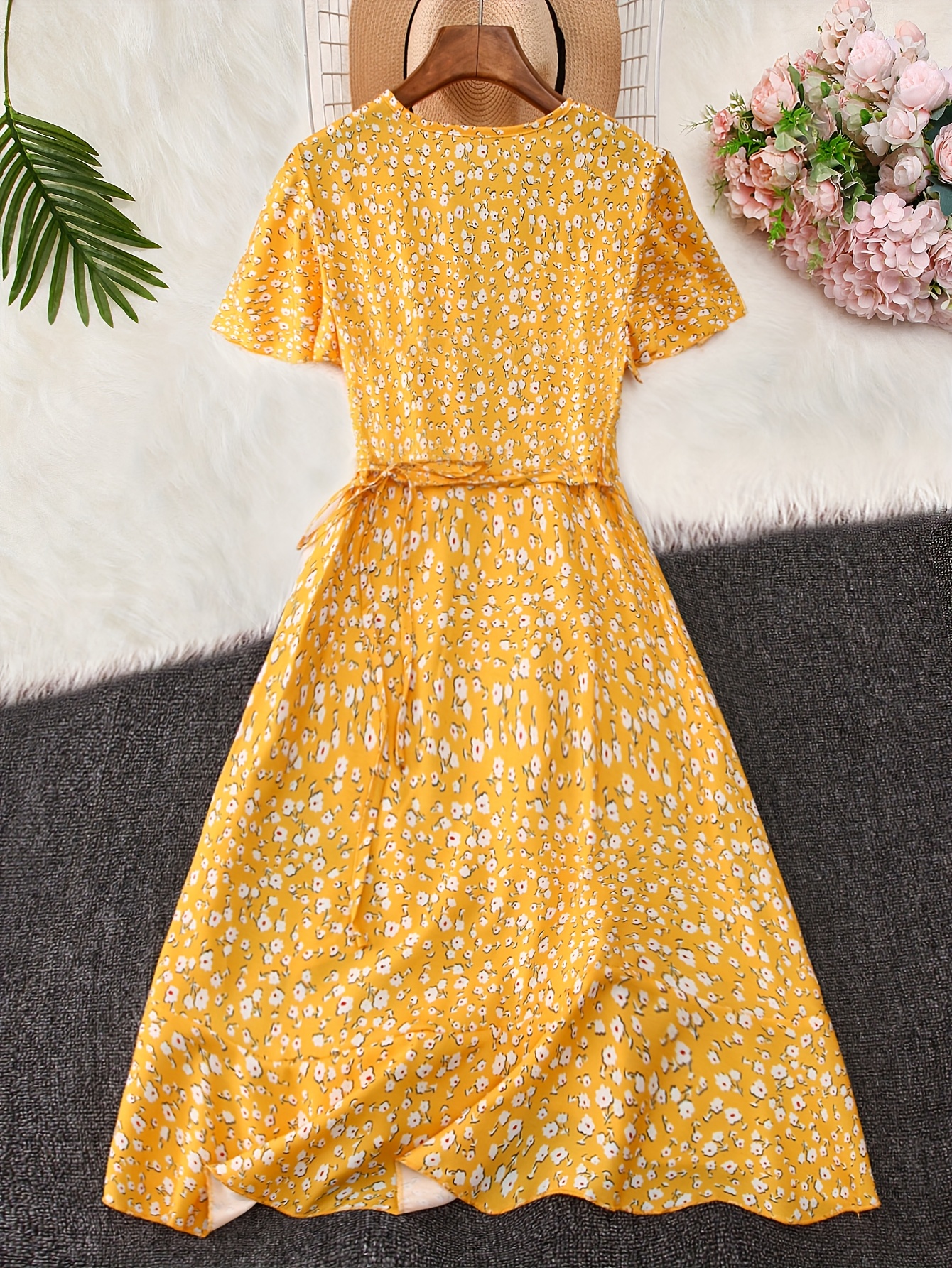 baby doll dresses for women Storia Gold Flaked Embroidered Dots Baby Doll Mini Dress M / Gold