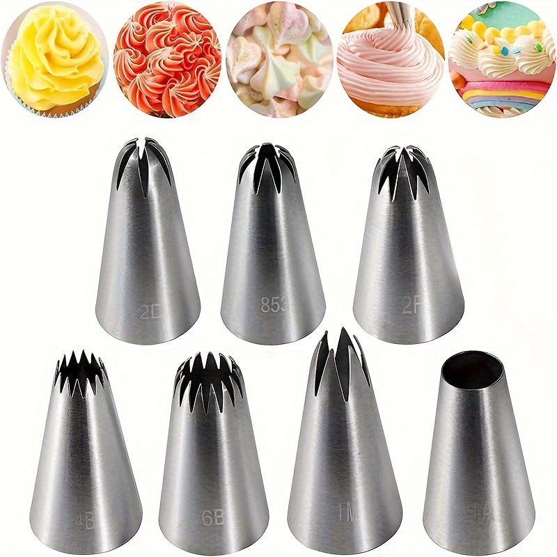 

7-piece Professional Stainless Steel Piping Tips Set For Cake & Cookie Decorating, Of Icing Nozzles For Designs