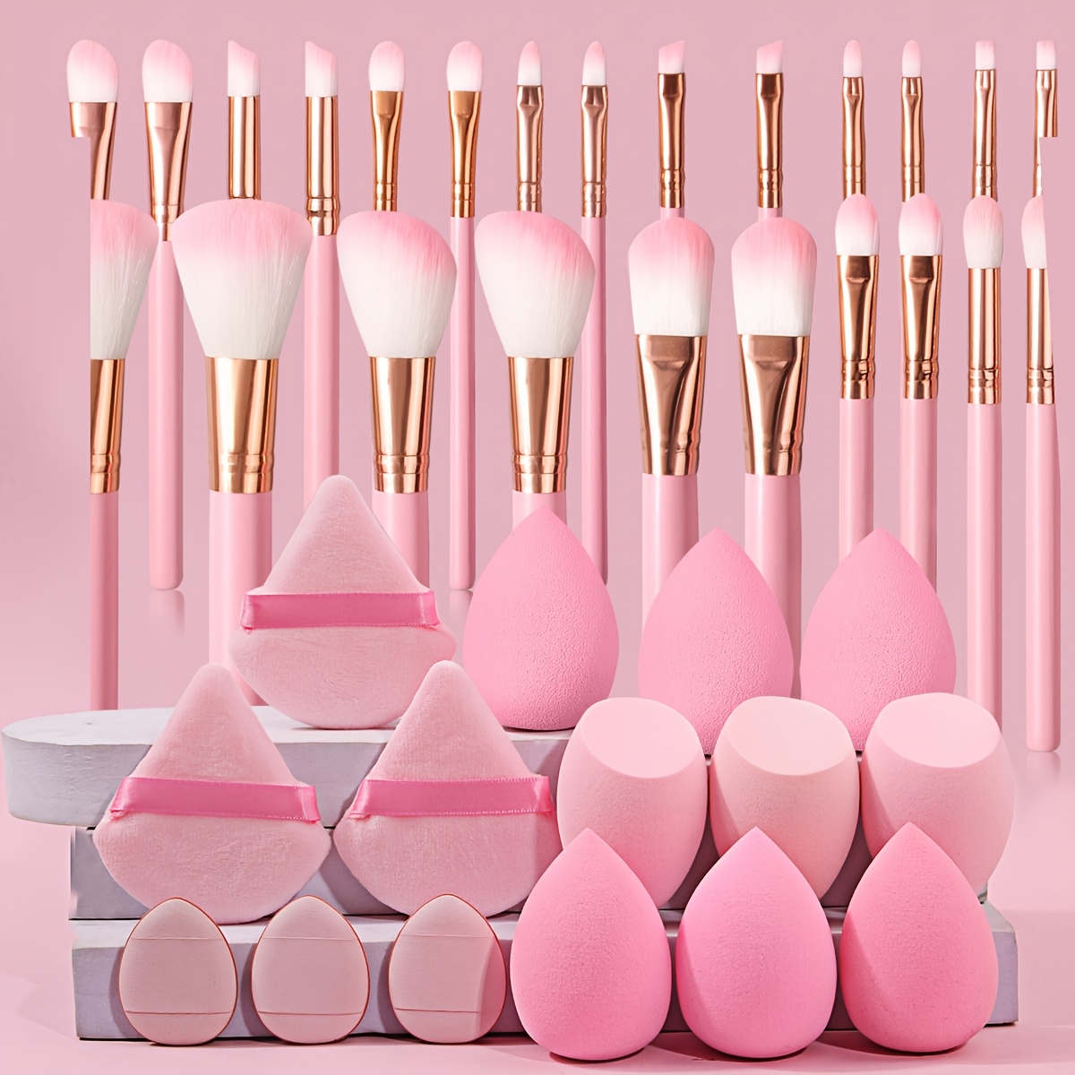 

39pcs Professional Makeup Brush Set Powder Golden 24 Blush Loose Powder Brush Wooden Handle Makeup Brush, Includes 15 Facial Concealer And Setting Powder