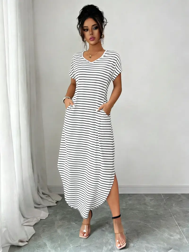 curved hem t shirt dress Tshirt Dress Women Summer Short Sleeve Crewneck Curved Hem Mini Dresses with Pockets T Shirt Dresses for Women