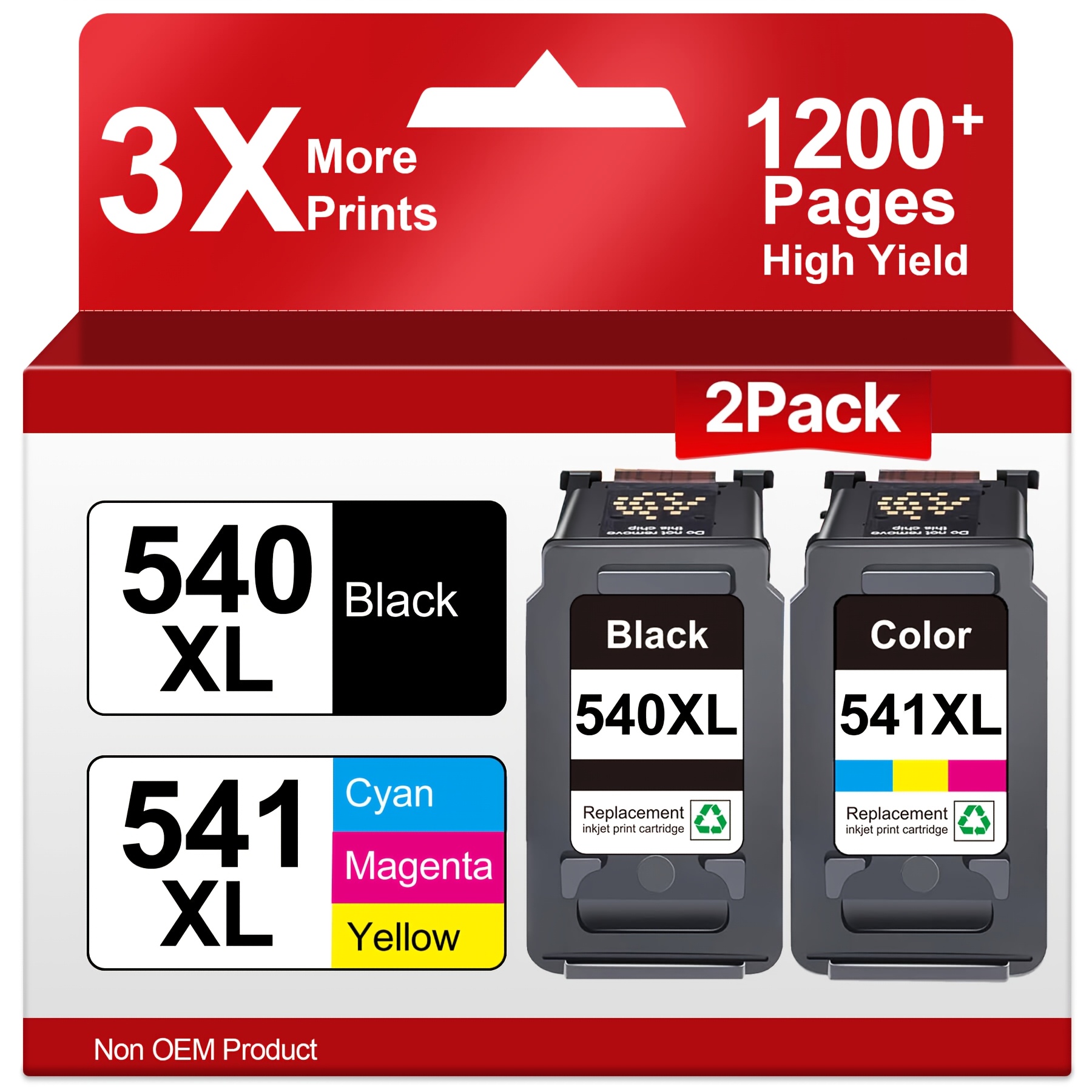 Image of Pg 540 Xl Cl 541xl Ink Cartridges 540xl 541xl (2 Pack) Replacement For Printer Cartridges 540 541 Pg540 Cl541 For Printer Cartridges Ts5150 Mg3600 Mg3650 Mg3650s Mg4200 Ts5151 Mx475 Mx530