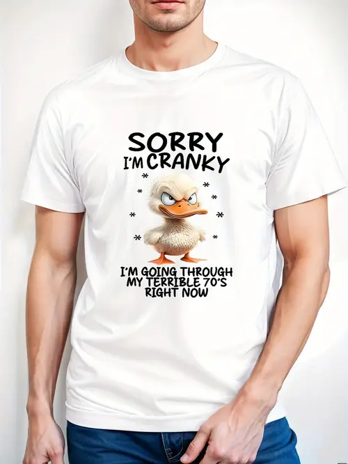 funny sorry im duck graphic t shirt unisex casual short sleeve tee 100 cotton lightweight breathable s xxxl sizes black with white print machine washable breathable clothing humorous graphic tee lightweight fabric