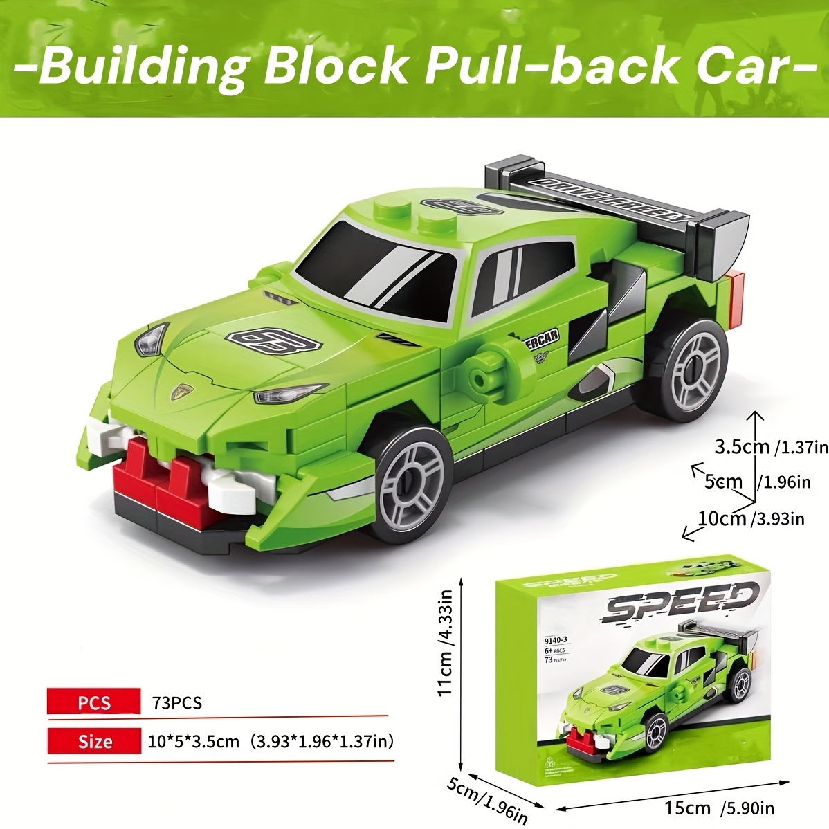 6pcs Mini Car Building Blocks Toy Pull Back Car Model ABS Material