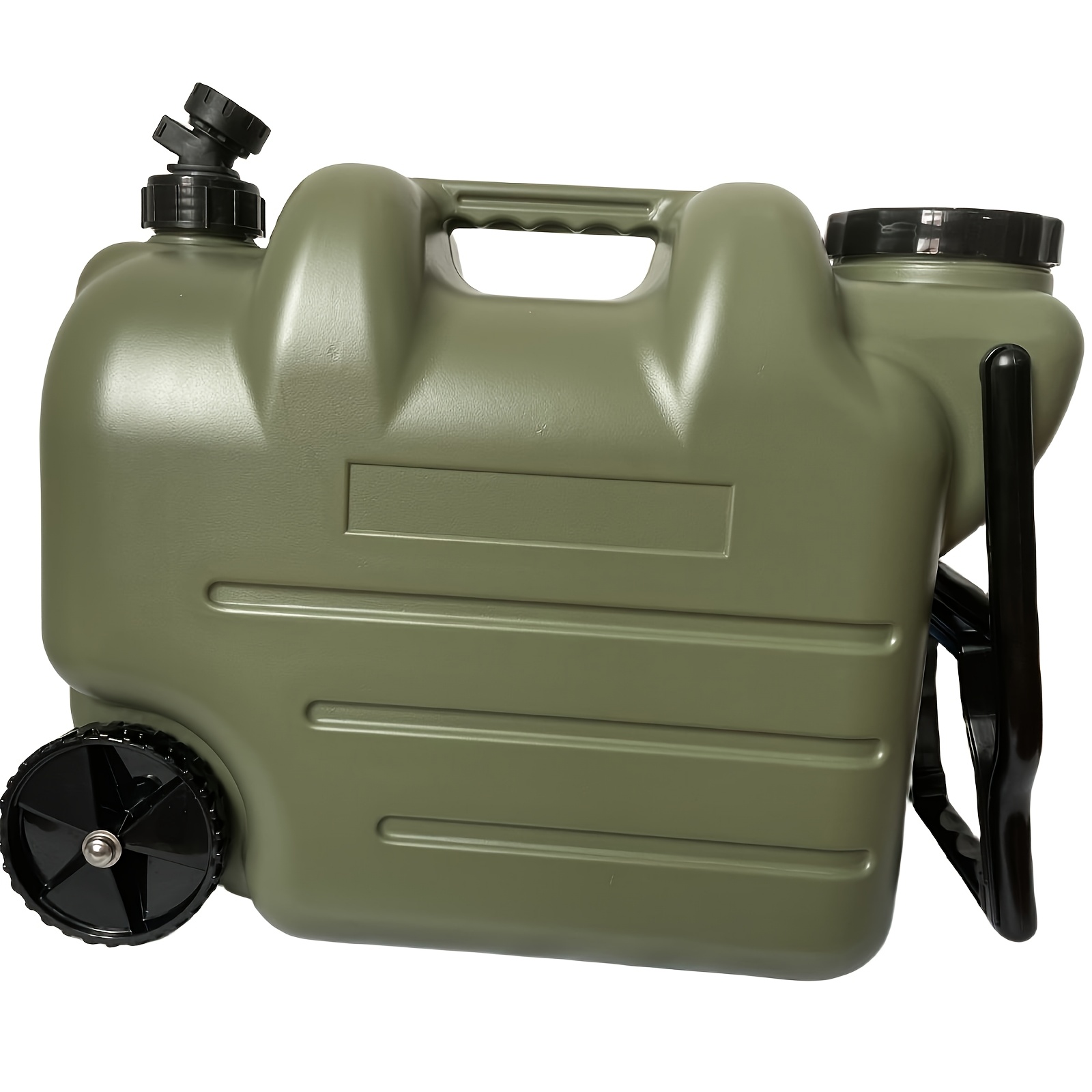 [Portable Water Bucket] 7.4 Gal Portable Water Bucket with Wheels & Pull Rods | Large Capacity PE Square Container, Olive Green with Black Wheels for Camping, Hiking, and Picnics | Outdoor Water Transport, Transportable Water Storage, Durable PE Material