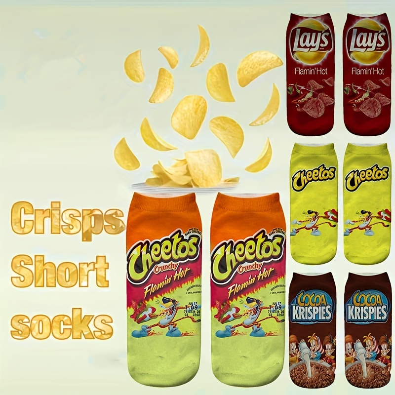 

4 Pairs 3d Cartoon Food Socks, Funny & Novelty Ankle Socks, Women's Stockings & Hosiery