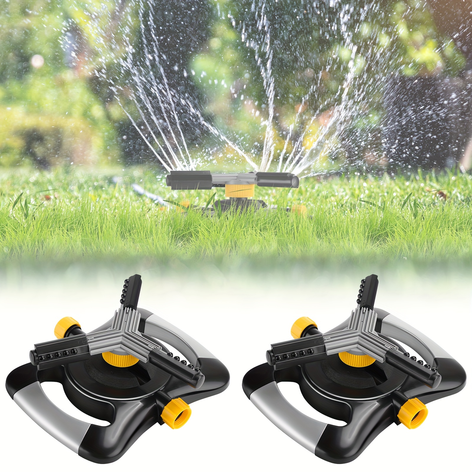 

2 Pcs Lawn Sprinkler Oscillating Automatic 360 Degree Rotating Water Sprinkler Adjustable Large Area Coverage Traveling Sprinklers For Yard Irrigation System For 3/4" Garden Hose, 1095 Sq.ft