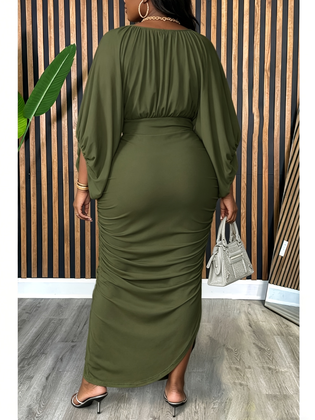 army green color dress sold on Temu New Zealand