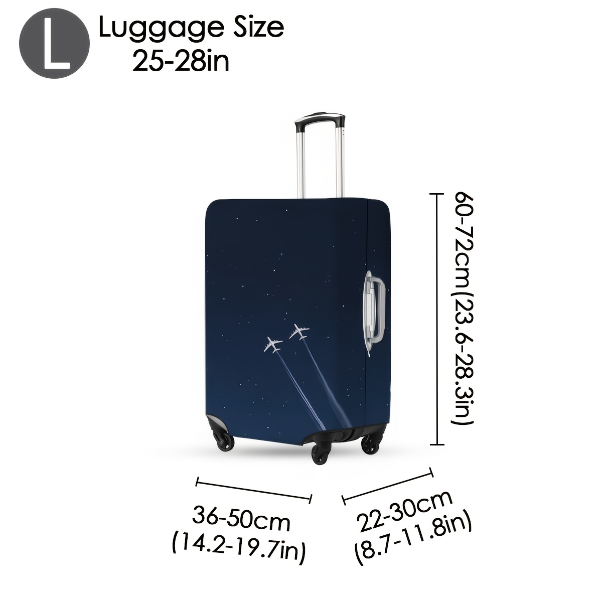 TEMU 1pc Suitcase Cover (excluding Luggage) Aircraft Trajectory Map Luggage Cover Polyester Elastic Luggage Cover Male And Female Suitcases Universal