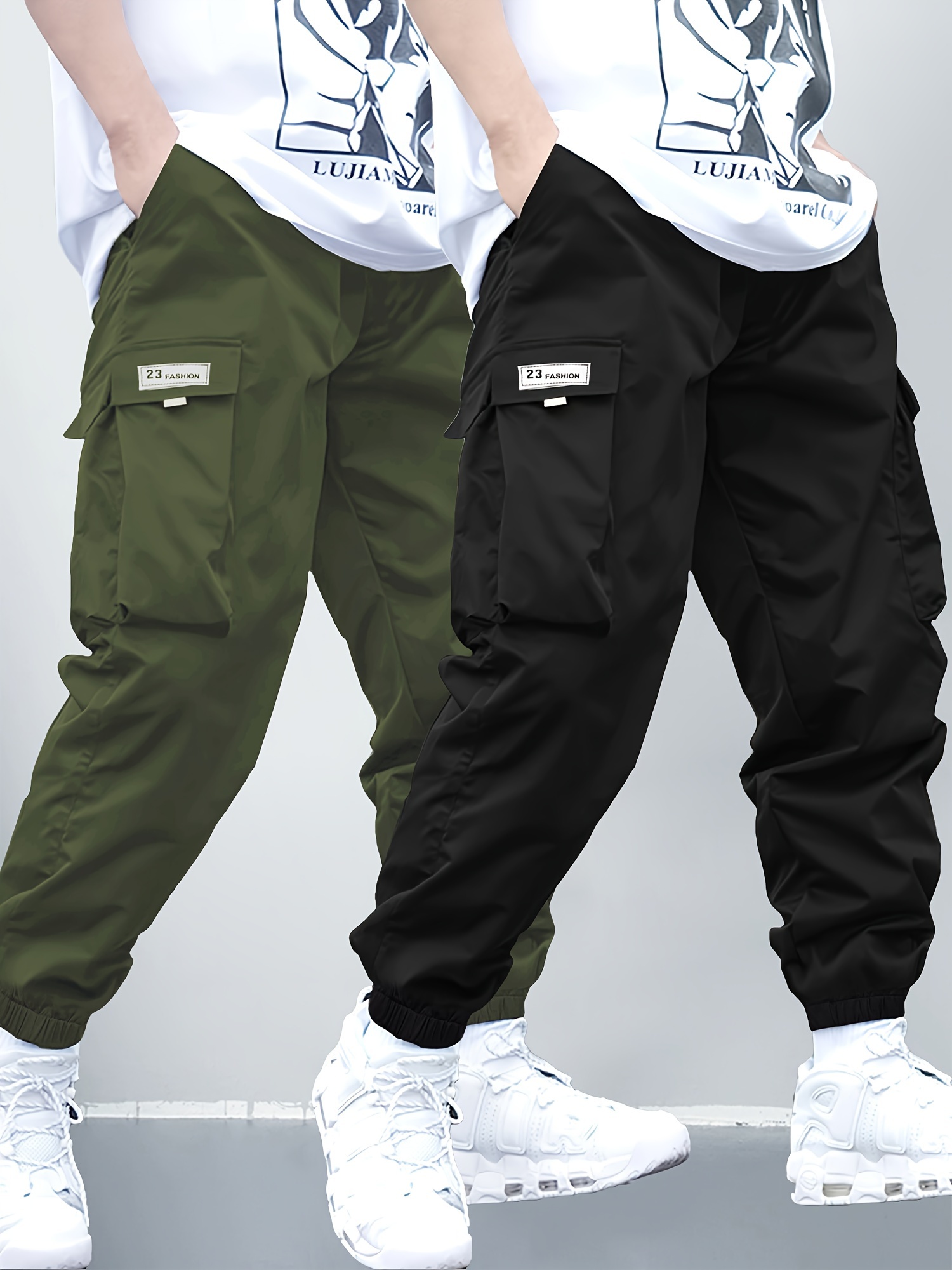 2pcs Workoveralls - Loose-Fit Pants with Elastic Waist & Multi-Pocket, Heavy-Woven Fabric Suitable for - Outdoor Play, & Casual Attire - Casual Pants for (Machine Washable), Perfect for Outdoor