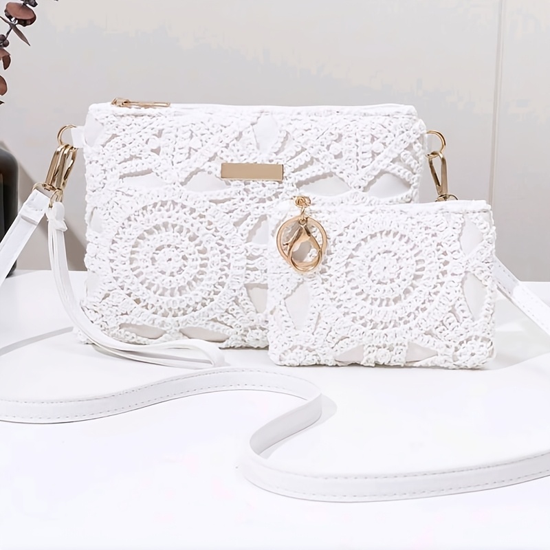 TEMU Women' Set Elegant Fashion 2pcs Quilted Ethnic Style Combination Set Trendy Casual Versatile Crossbody Bag