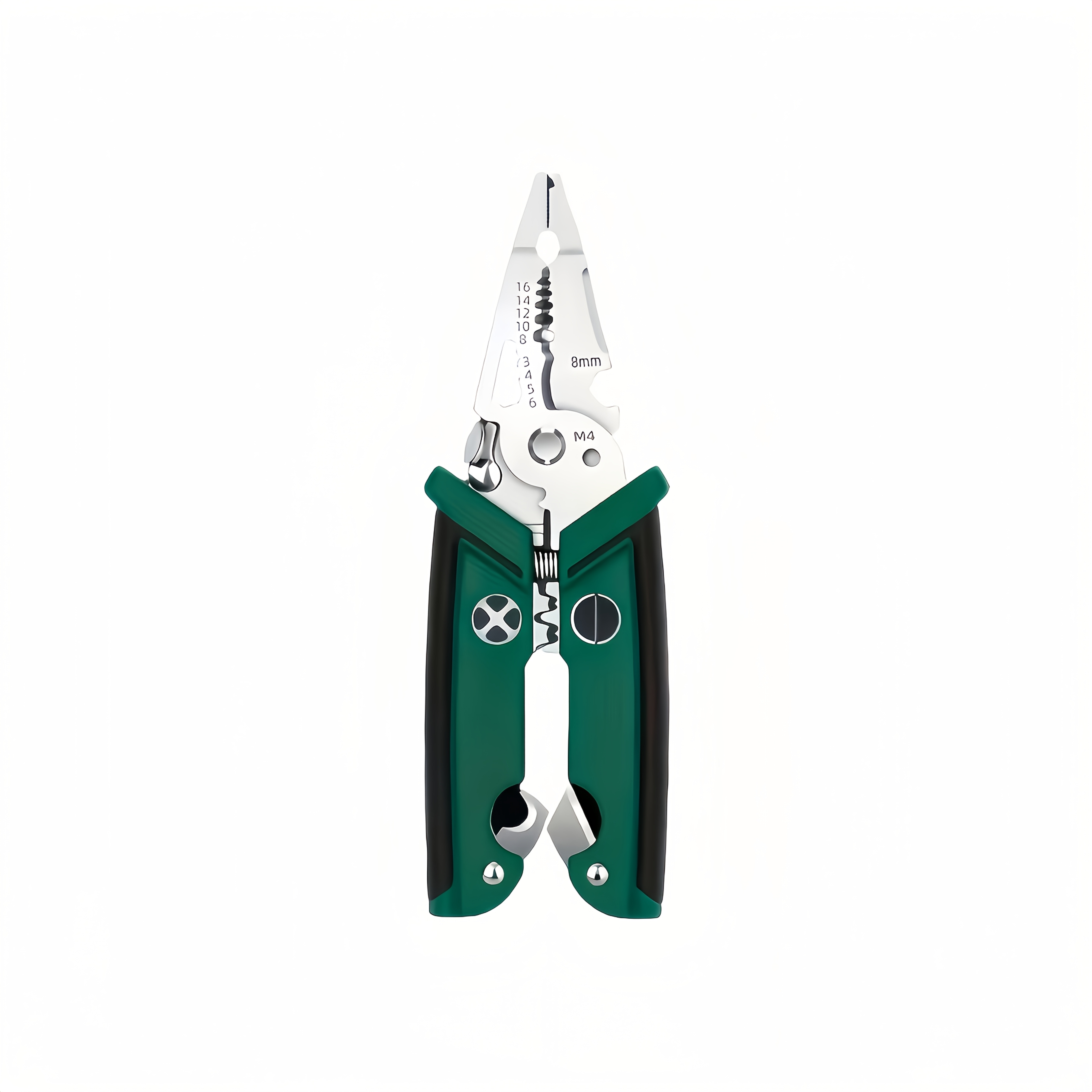 TEMU 1pc Green Wire Stripper, With High-carbon Steel Jaws, Tpr Anti-slip Soft Rubber-coated Handle, And A Metal Spring Structure. Can Strip, Split,