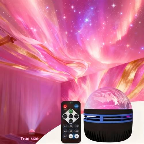 1pc northern lights projector table lamp remote control adjustable night projector for adults office game room bedroom ceiling party