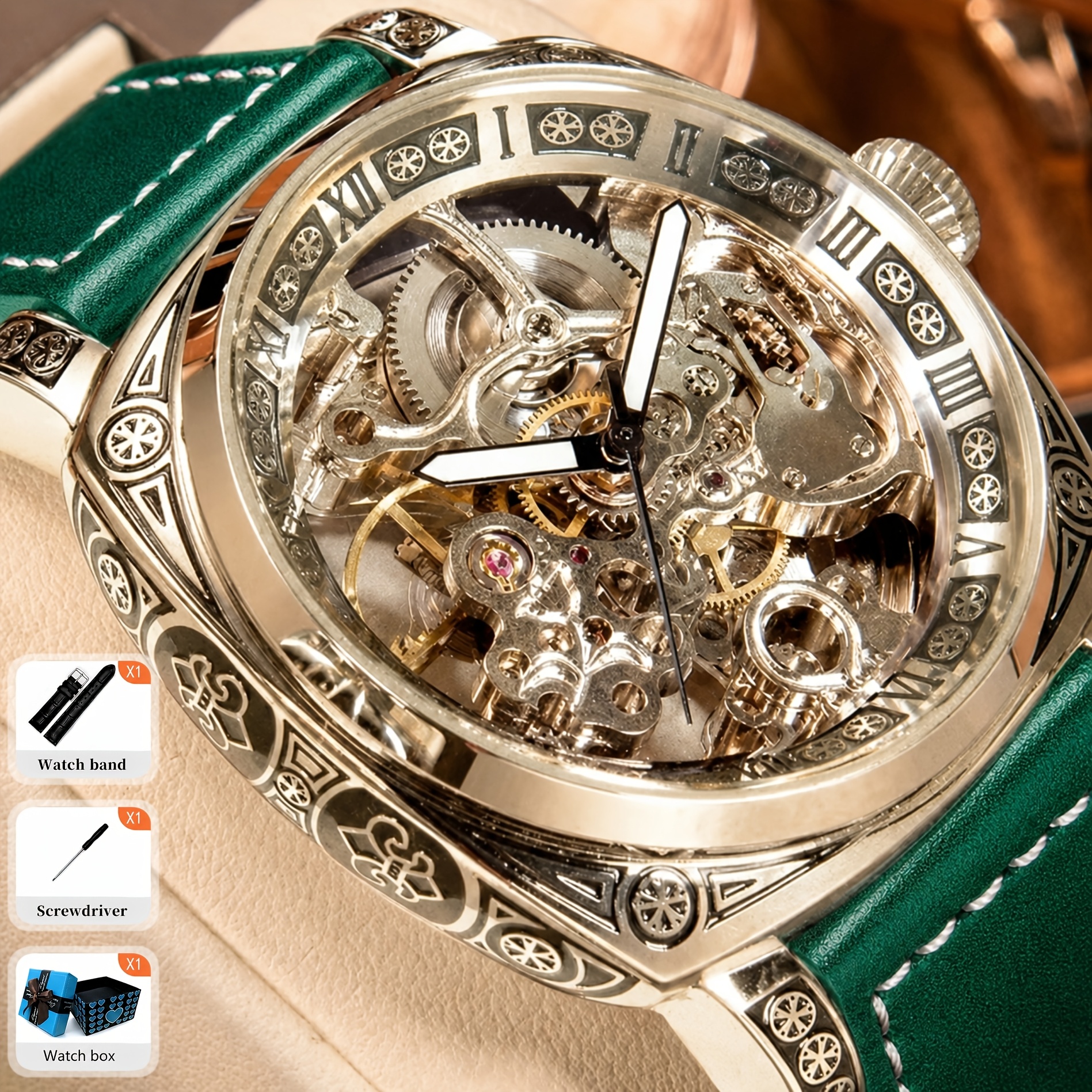 Men's Casual Style Strap Full-Automatic Tourbillon Watch