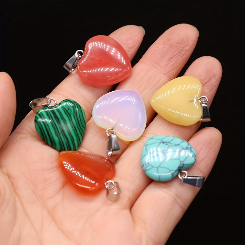 Heart Pendant Set with 40 Random Colour Natural Charms