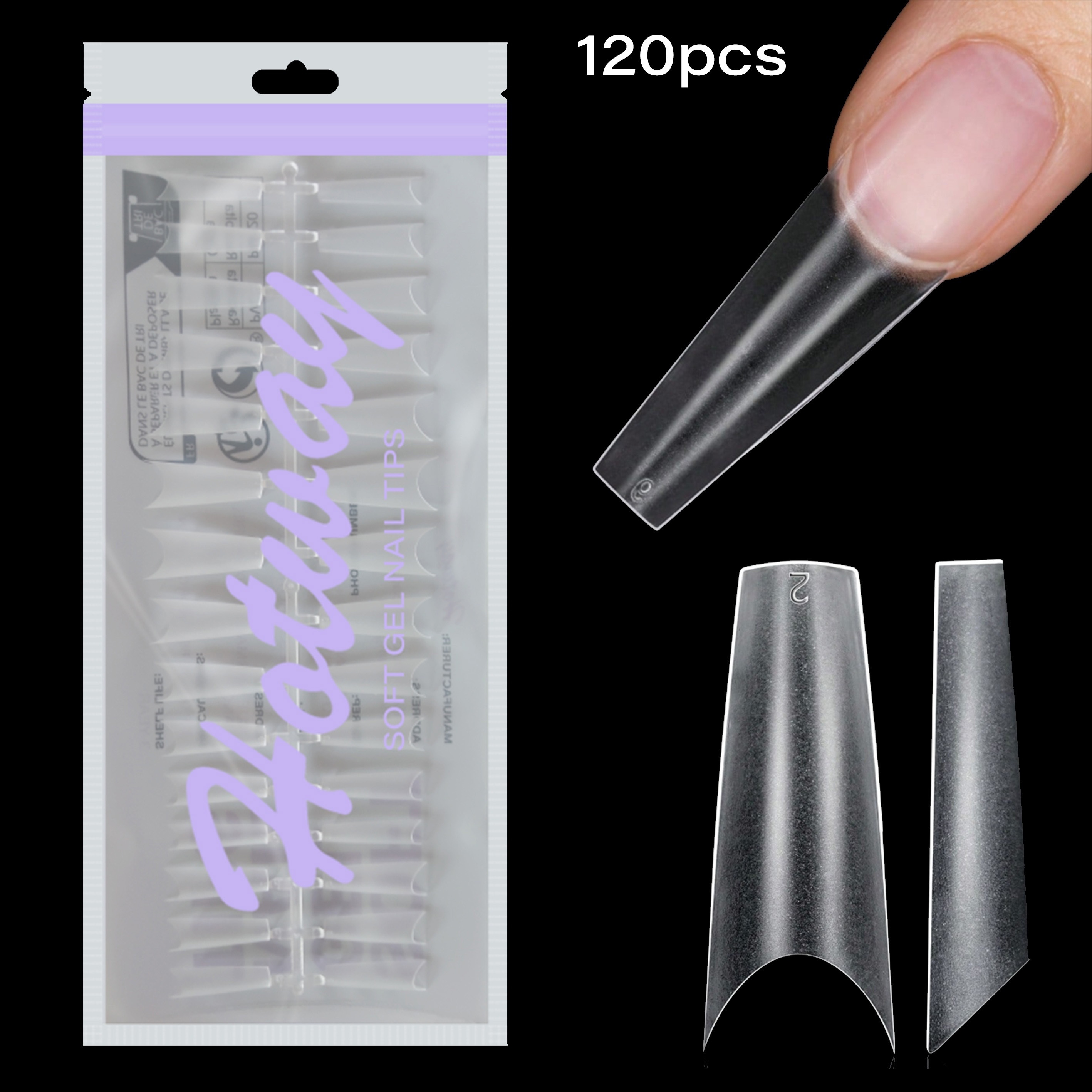 TEMU 120/240 uñas postizas de ataúd , 12 tamaños de acrílico semicubierto para uñas postizas, utilizadas para extensión o prensado de uñas, productos