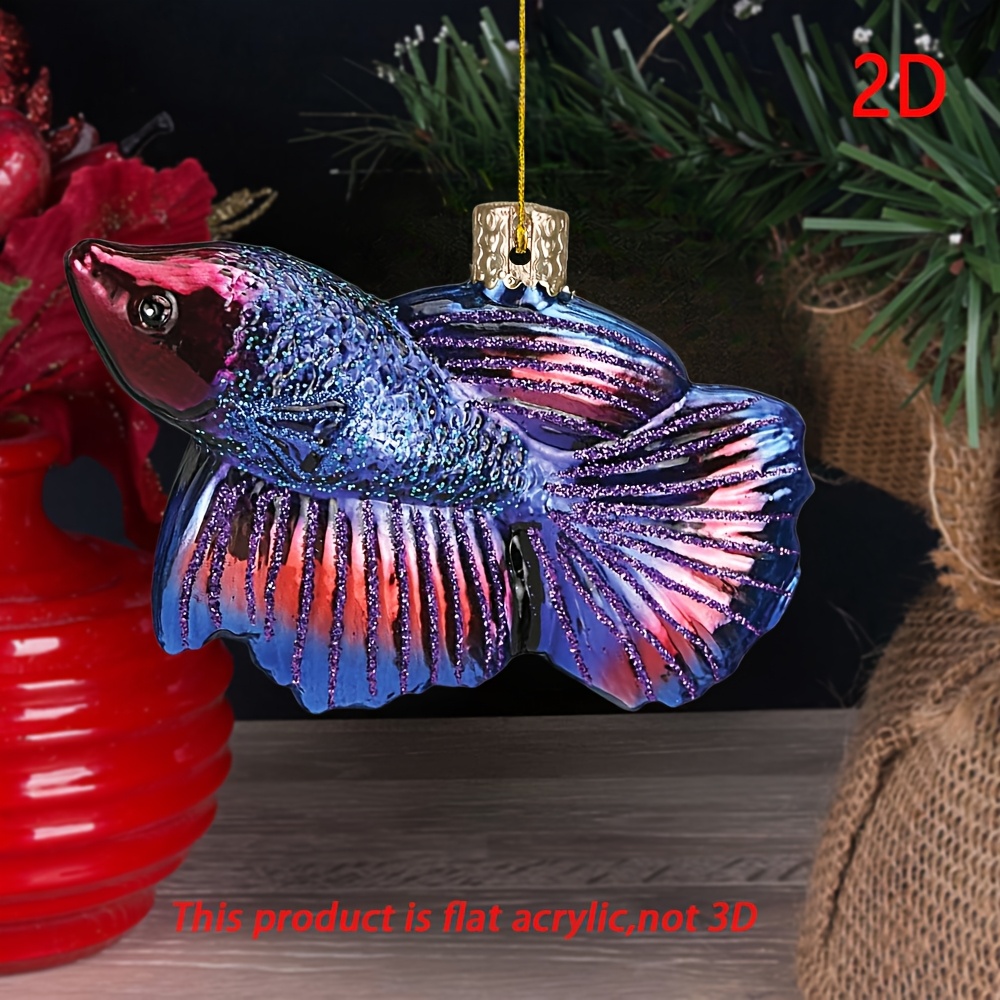 

1pc 2d Acrylic Christmas Ornaments: Fish Series Christmas Tree Ornaments, Betta Fish Decorations, Christmas Acrylic Decorations, Christmas Gifts