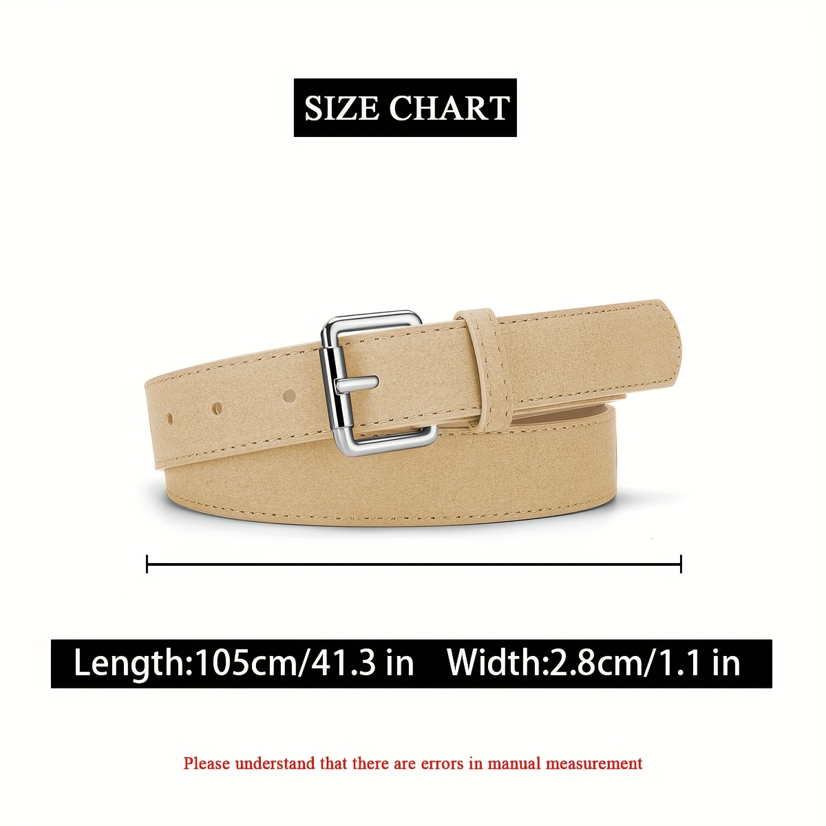 Chic 1-Pack Women's PU Belt, Simple Reverse Suede
