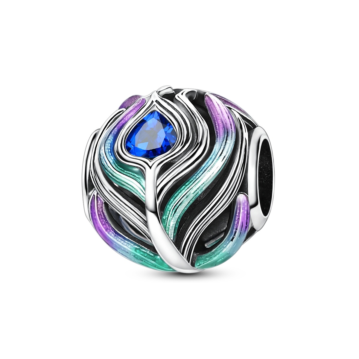 TEMU Perle Breloque Coeur en et Plume, Compatible avec Bracelet et Collier Originaux, Bijou Bohème Idéal comme Cadeau pour les Festivaleurs (Festival
