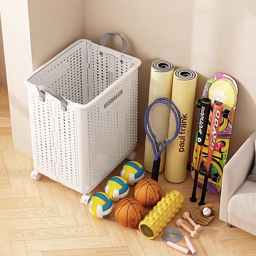 TEMU New Extra-large Capacity Foldable Laundry Basket With Wheels, Portable Rolling Laundry Storage Bin, Available In Multiple Sizes, Comes With A