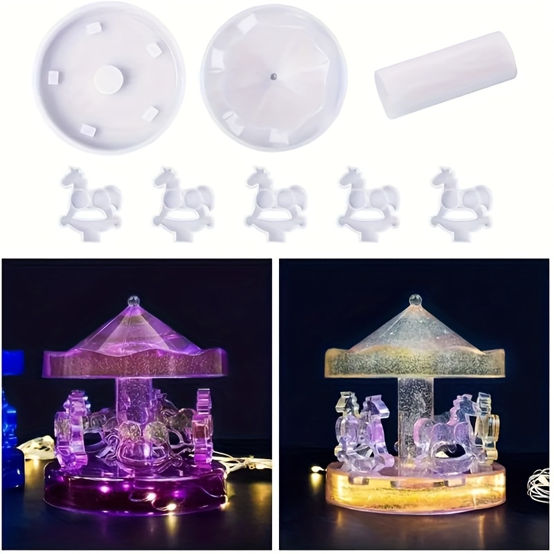 TEMU A Set Of Carousel Resin Mold Kits, Suitable For Resin Casting Kits, Desktop Ornaments, Suitable For Beginners' Diy, , Epoxy Resin Handicrafts