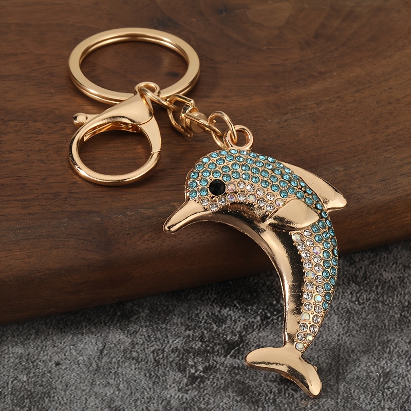 TEMU Creative And Cute Dolphin Car Keychain, Metal Ocean Fashion Accessory For Ladies, Backpack Hanging Ornament, Small Gift Christmas Women Keychain
