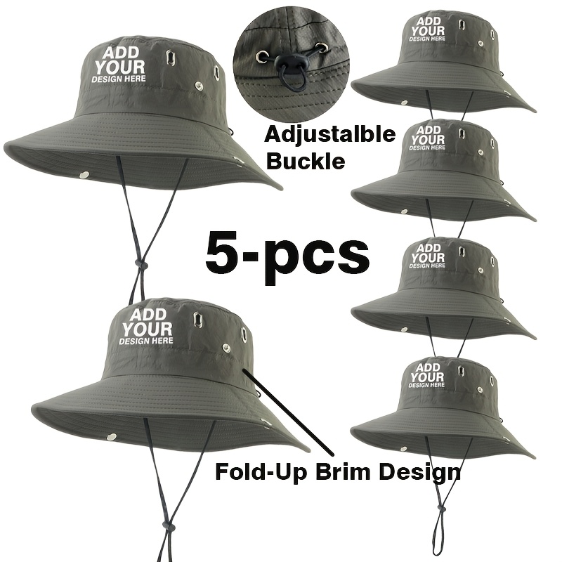 TEMU Confezione da 5 da sole personalizzati, cappello a secchiello a tesa larga, cappello da pesca, cappello da spiaggia, da trekking, copricapo