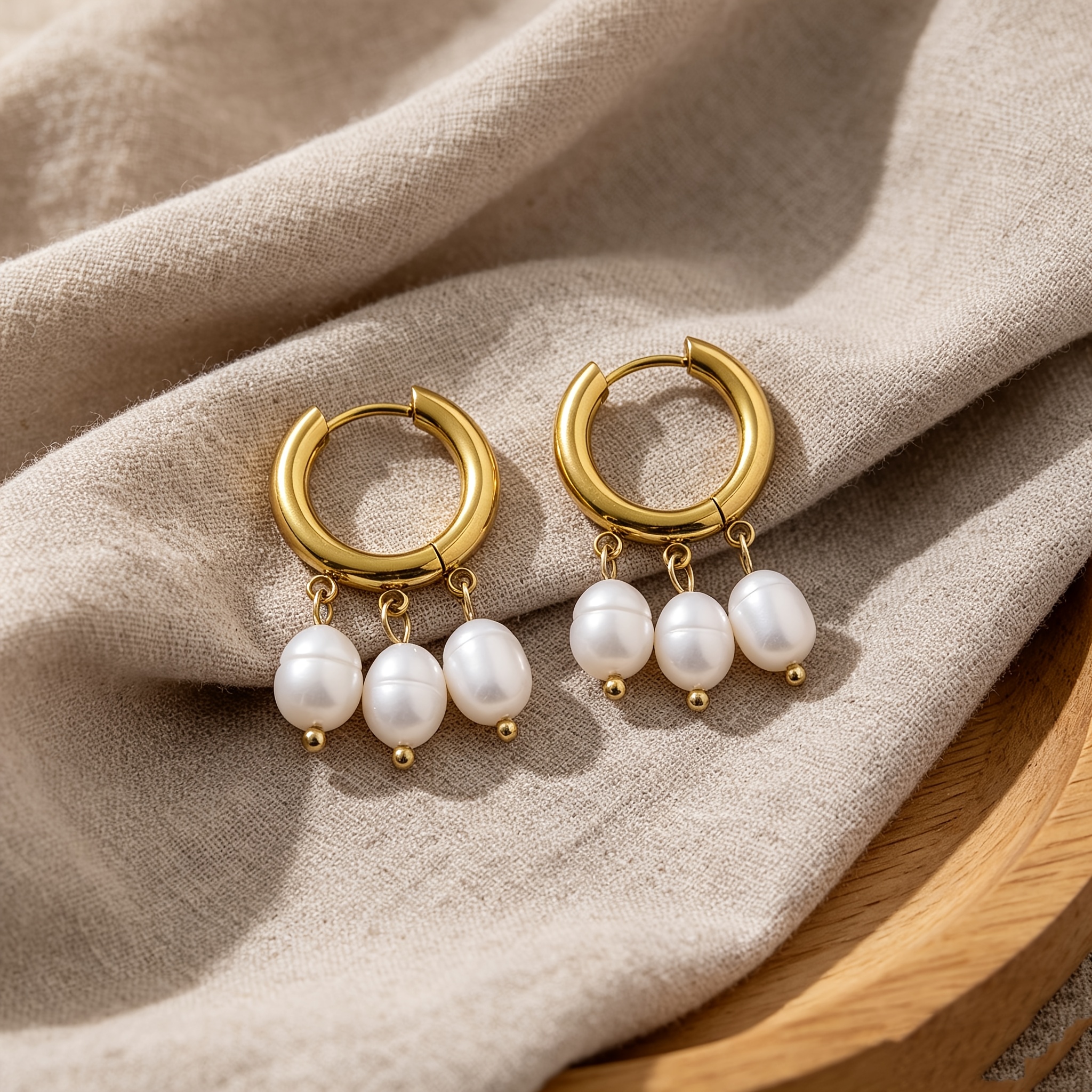 Women's Light Luxury Freshwater Pearl Dangle Earrings, Retro Design