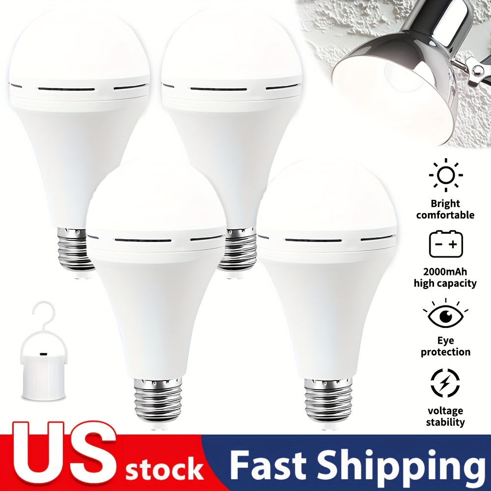 

4pcs Led Rechargeable Light Bulb 2000mah Battery Backup Lamp