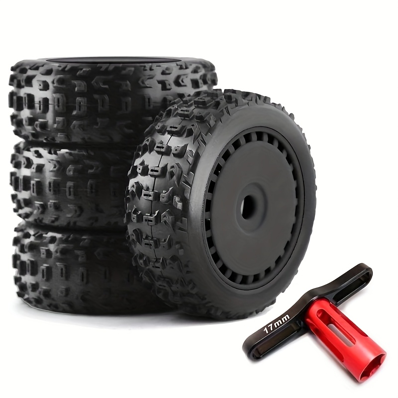 Lot De 4 Roues Et Pneus RC 1/8 – Jantes Hexagonales 17 Mm, Diamètre 118 Mm, Composé Super Doux Pour Off-road Et Tout-terrain