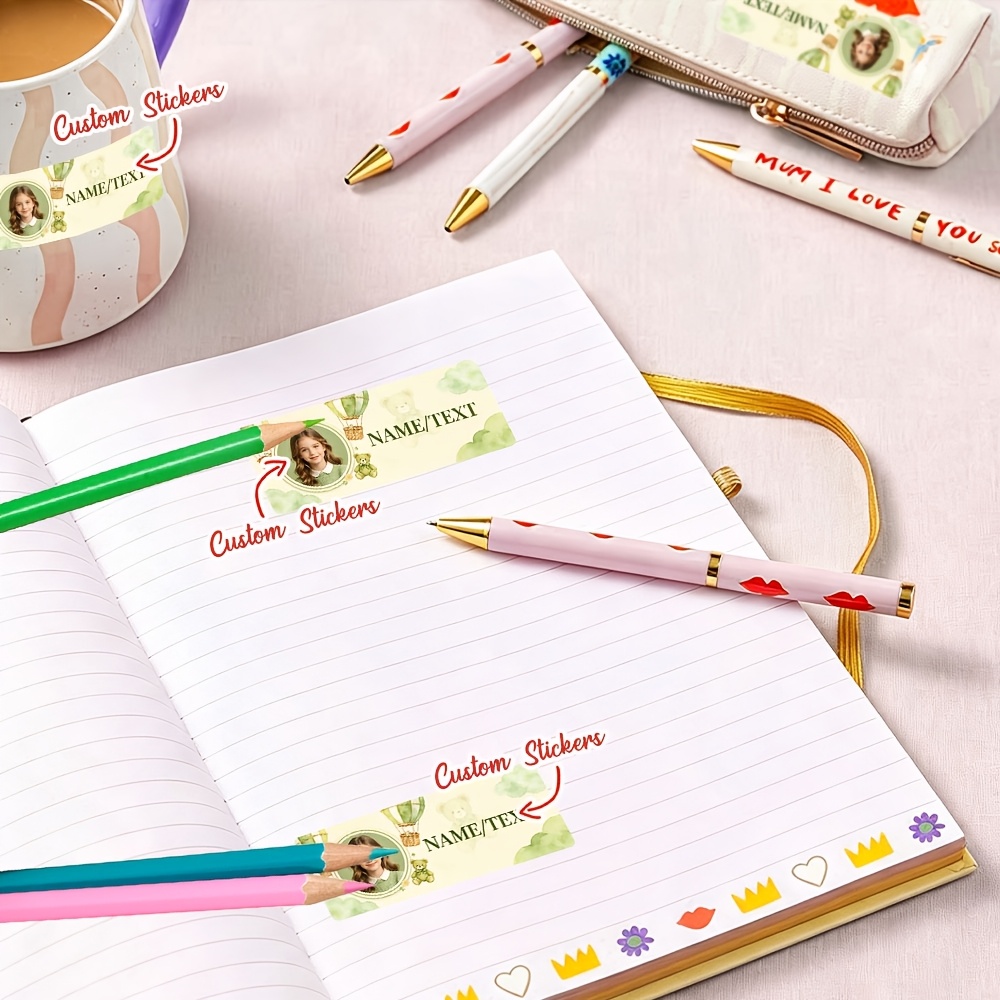 45/90pcs Personalized Little Bear Custom Name Stickers for Back to School