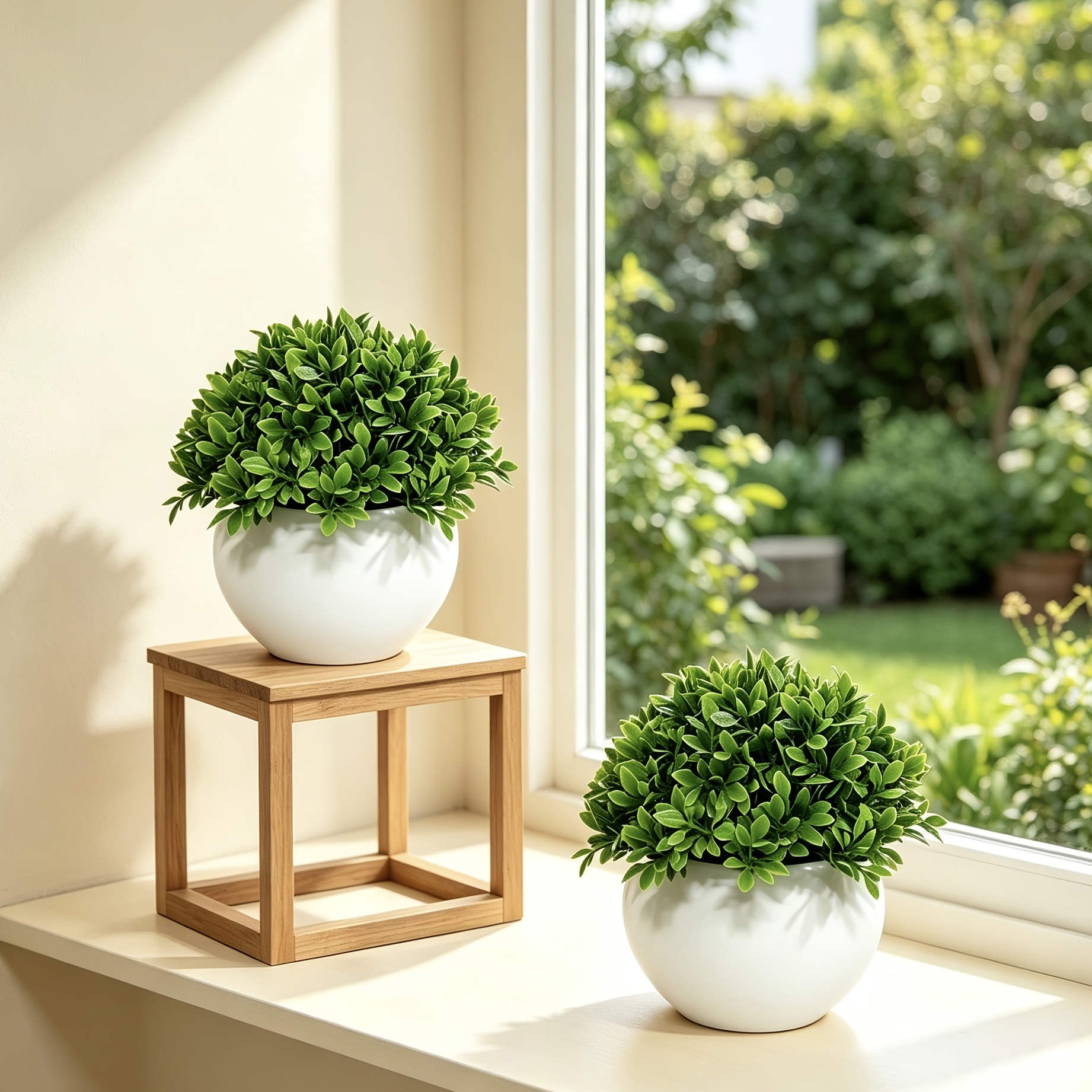 TEMU 2pcs Set Of Artificial Boxwood Potted Plants, Realistic Greenery, Ideal For Desktop, Office, And Home Decoration Accessories.