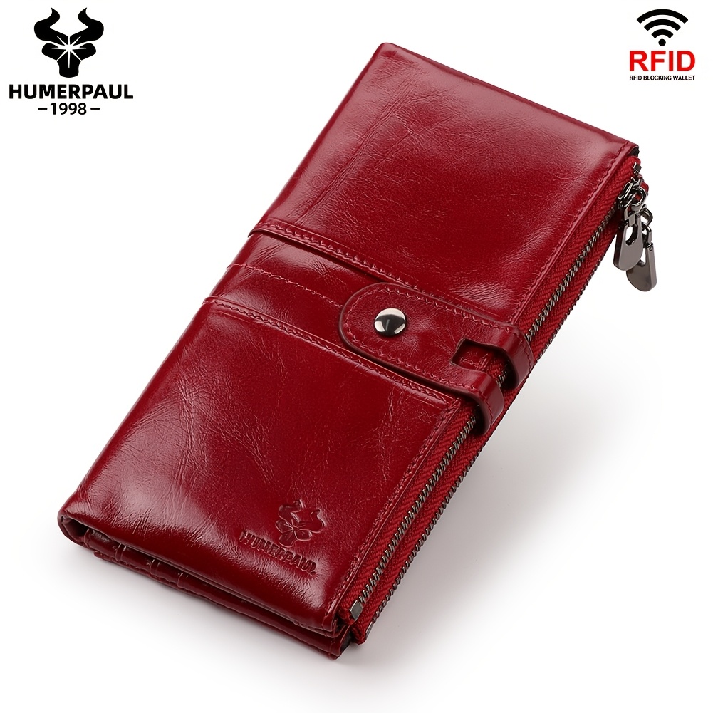 Ladies' Wallet, Rfid Blocking Card Holder Clutch, Everyday Casual Versatile Top-grain Cowhide Coin Purse, Long Genuine Leather Women's Wallet, Christmas Gift