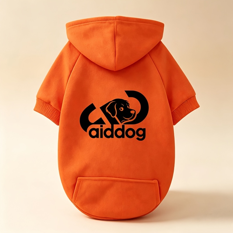 TEMU Monochrome Golden Retriever Logo Themed Pet Hooded Sweatshirt, Streetwear Style Clothing For Small To Medium Dogs