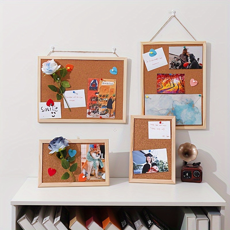 TEMU 1pc Cork Bulletin Board For Daily Reminders - Message & Photo Display For Home, Office, Or Dorm Decor - 15.7