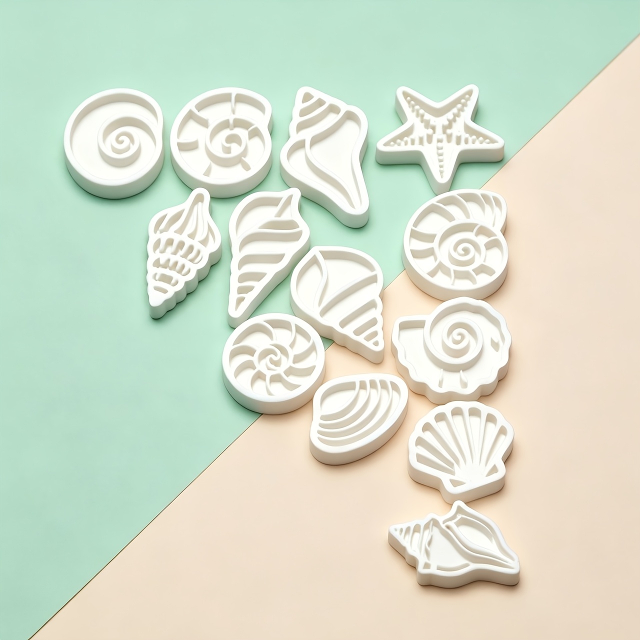 TEMU 13pcs Set Of Colorful Seashell Pottery Stamps, Compatible With Soft Clay, Resin, Pottery And Creative , Suitable For Greeting Cards, Scrapbooks,
