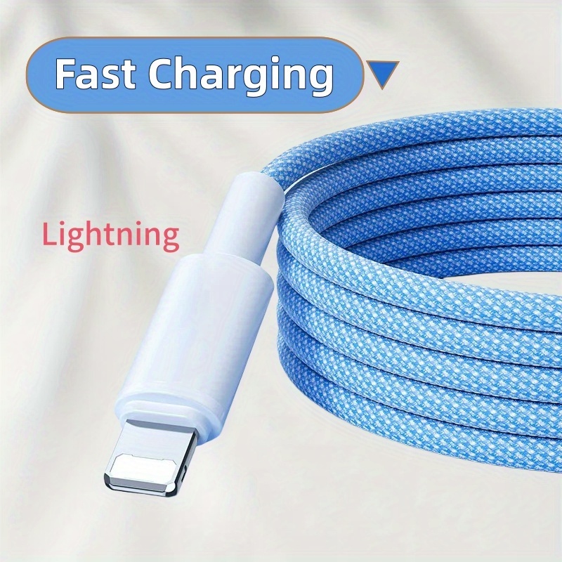 5-Pack Heavy Duty Nylon Braided IPhone Charger Cables – 8 Pin, 3ft/6ft/10ft, For IPhone 14 To 5 & XR/XS – Black/Blue