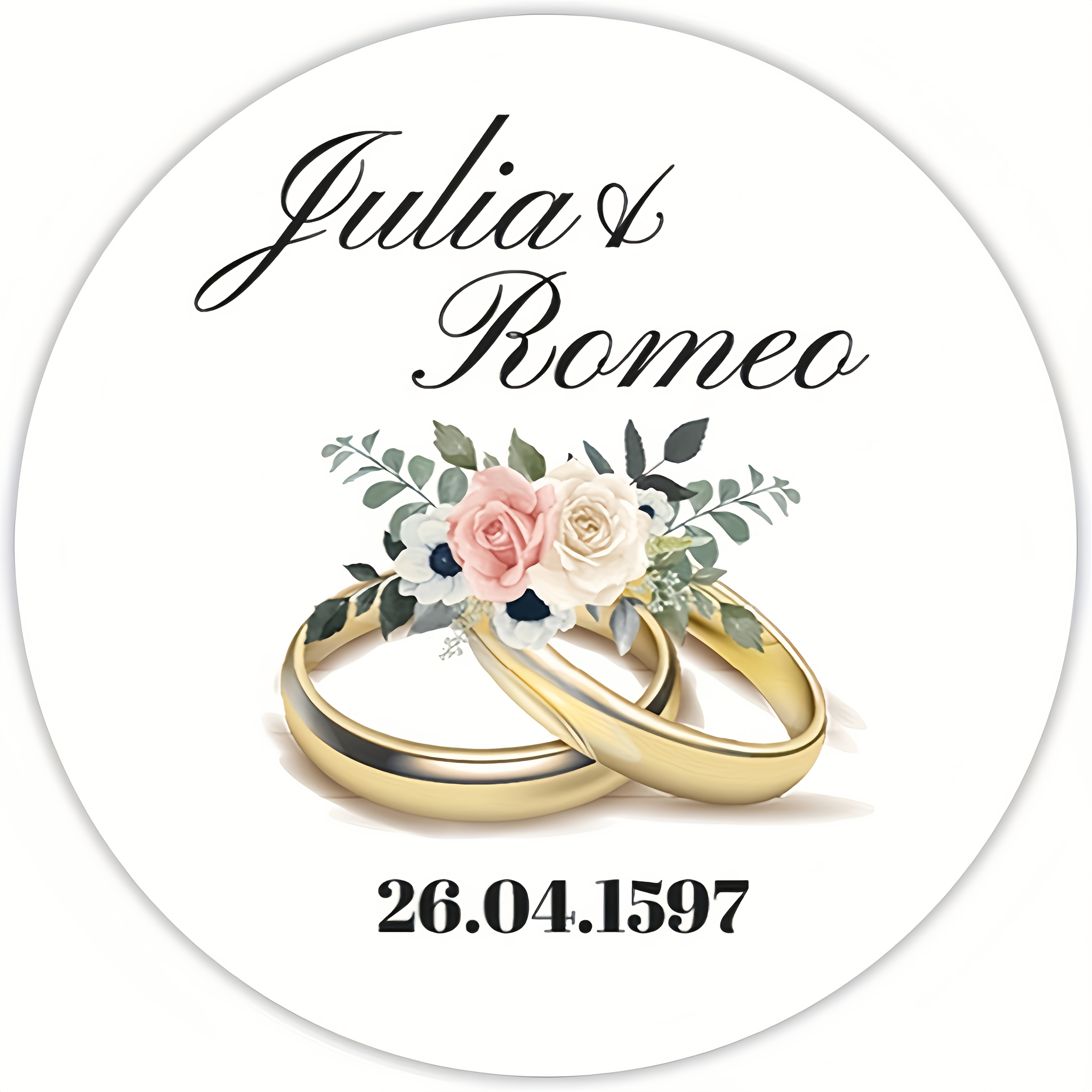 TEMU [custom Wedding Stickers] Personalized Name And Date Bride And Groom Wedding Ring Stickers, And Tear-resistant Adhesive Stickers, Suitable For