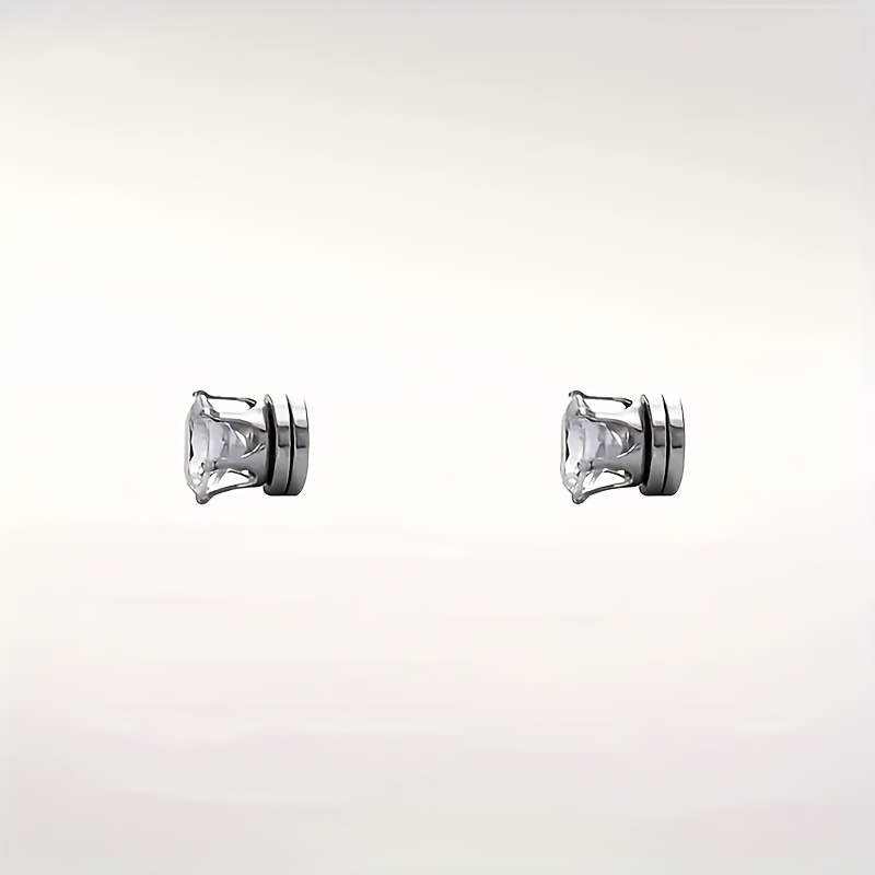 1 Pair Ear Clips, No Piercing Required, Mens Womens Stainless Steel Nose & Ear Stud Set, Fake Stud Earrings For Women Men Cartilage Non Pierced Ear