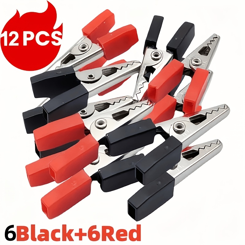 TEMU Lot de 12/24 pinces rouges et noires | Construction en fer durable, adapté aux voitures, camping-cars et fourgonnettes