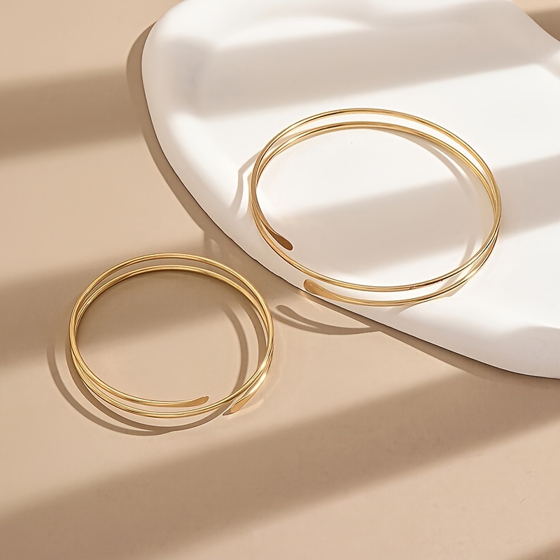 TEMU 2 piezas/juego de brazalete abierto multicapa de estilo lujoso para mujer