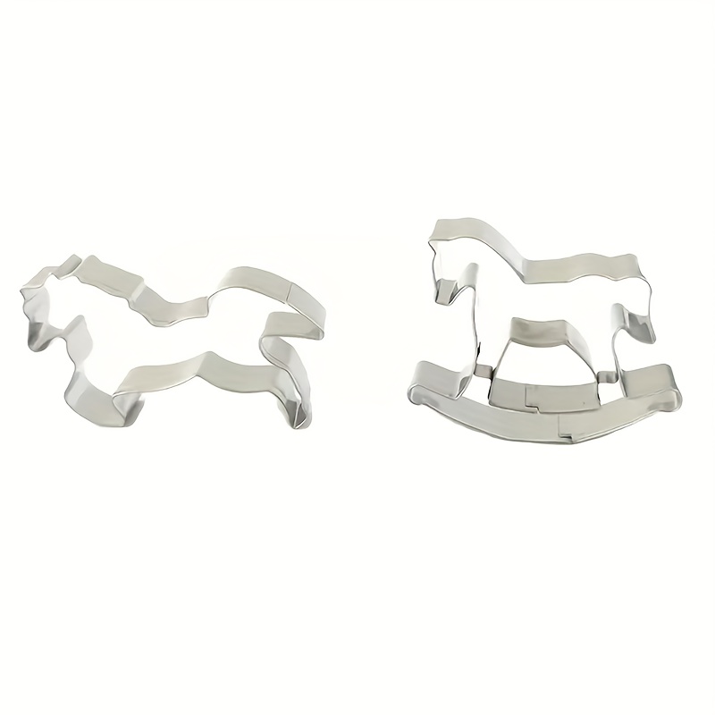 1 Set/2pcs Pony Cookie Cutters, Stainless Cookie Cutter, Kitchen Baking Tool Cake Mold, Christmas Gift Juneteenth Fun Cookie Cutter