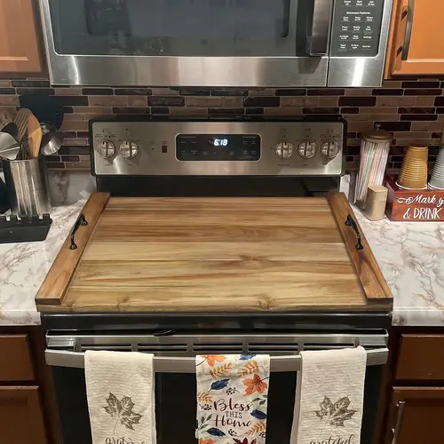 stove cover with handle wooden stovetop cover for gas burners and acacia wood noodle board stove cover with handle suitable for gas stoves with burners stovetop cutting board oven top cover stove protector