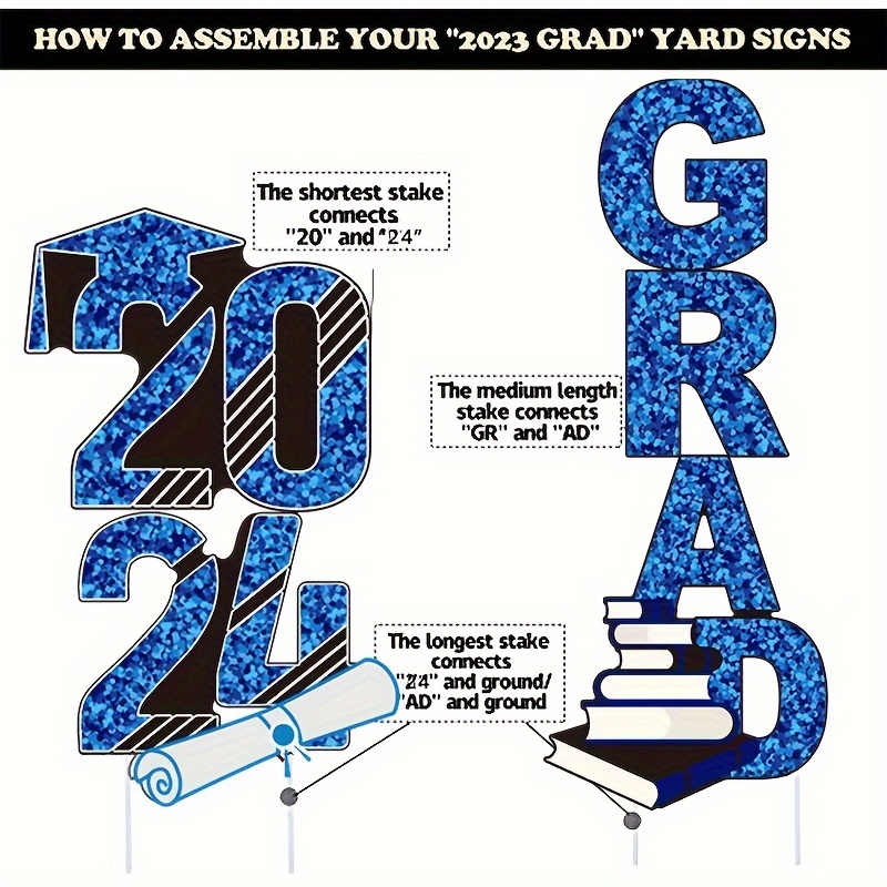 "2024 grad" yard sign stakes blue sparkling graduation - region_name