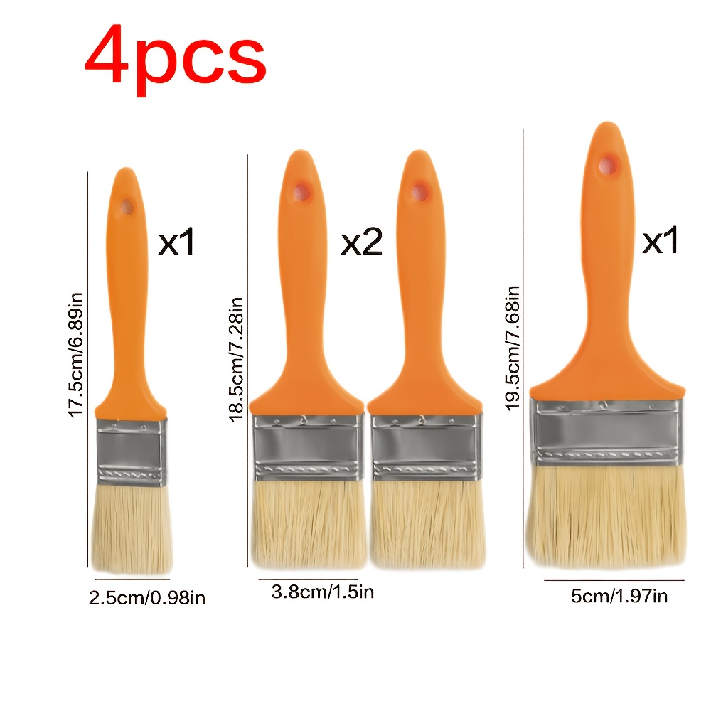 TEMU 4 pennelli, setole professionali con in legno e setole sintetiche, adatti per pittura su pareti, mobili, artigianato e uso su acrilici e vernici