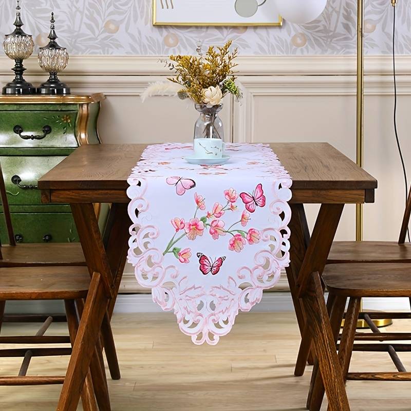Bandiera Da Tavolo Ricamata A Margherita - Eleganza Floreale Per Decorazione Casa, 35x87 Cm, Multicolore