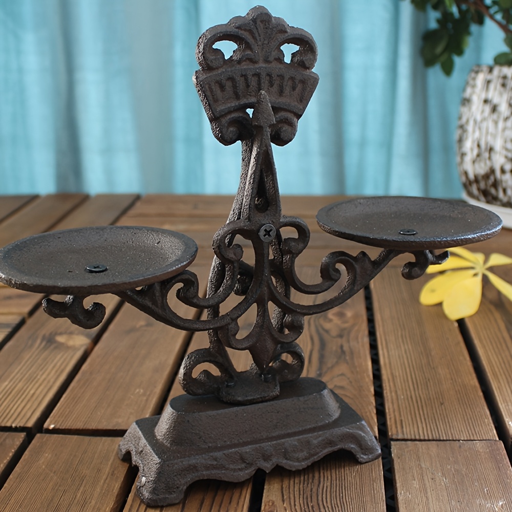 

1 Vintage-inspired Cast Iron Balance Scale Candle Holder - Rustic Style, Dual-tiered Design For Home & Garden Decor, Inspirational Gift Idea, Suitable For Indoor/outdoor Use