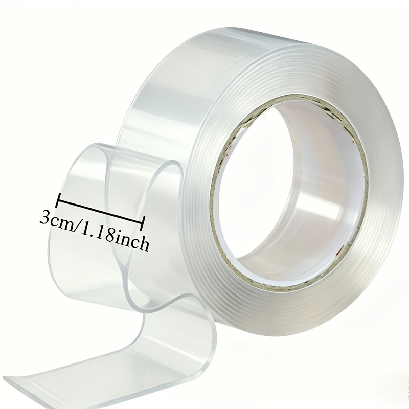 393.7 Inch Super Strong Nano Double-sided Tape, Thickened Version, Transparent, No Residue, Adhesive, Suitable For Plastics, Wood, Glass And Metal - Made Of Pe Material, High
