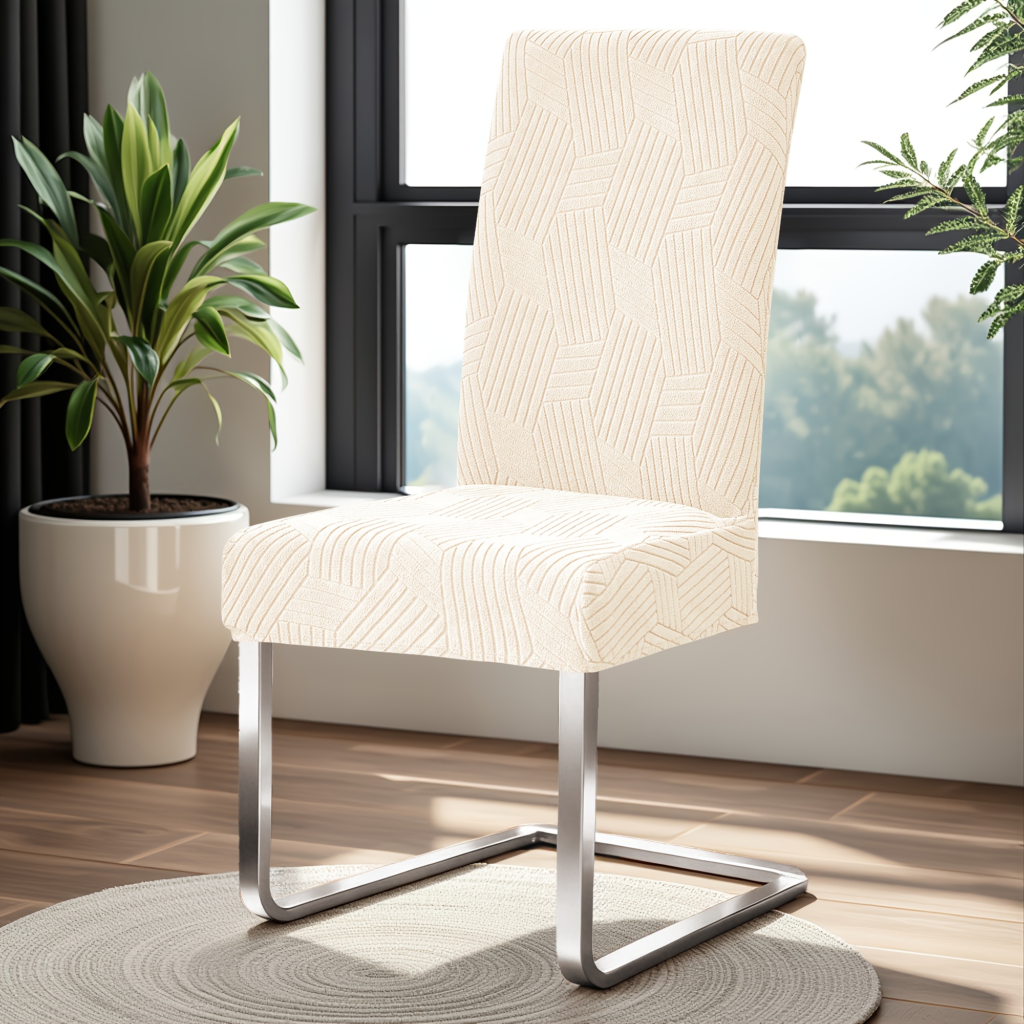 E-shop 1 Stück neuer geometrischer Fleece-Jacquard-Esszimmerstuhlbezug, Schutzhülle für Computer-Schreibtisch-Bürostuhl