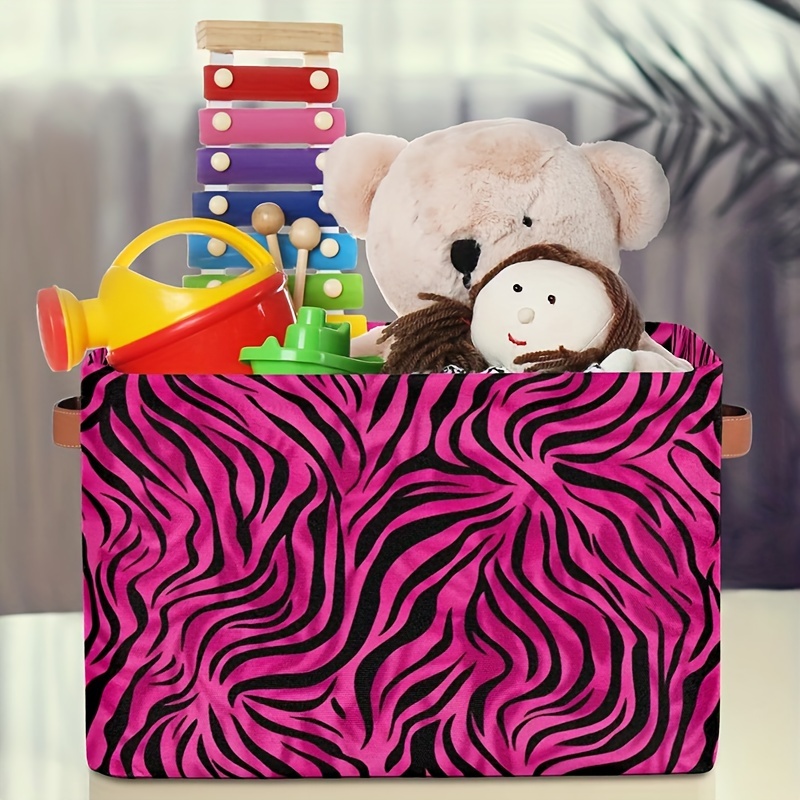 

Chic Leopard Print Foldable Storage Bin With Handles - Waterproof Organizer Basket For Toys, Clothes & Gifts,