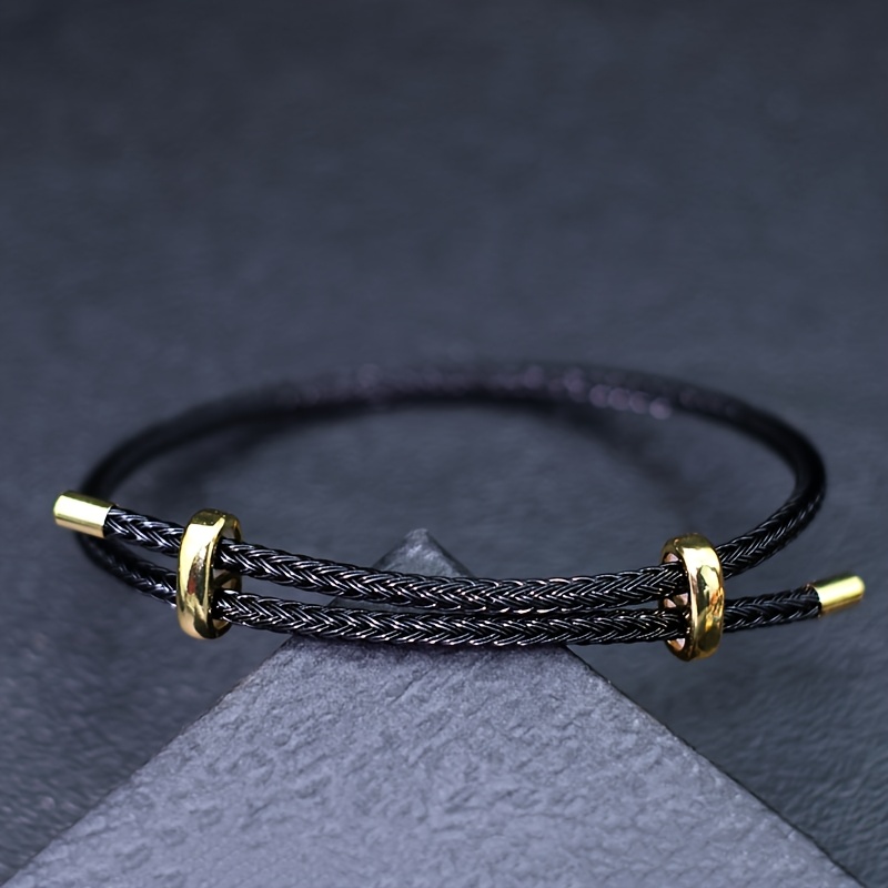 TEMU 1 Adjustable Waterproof 304 304 Stainless Steel Wire Bracelet Personalized Woven Bracelet